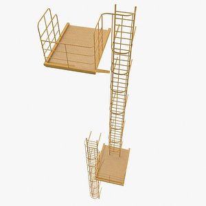 3D model Vertical Fire Industrial Stair PBR Unwraped