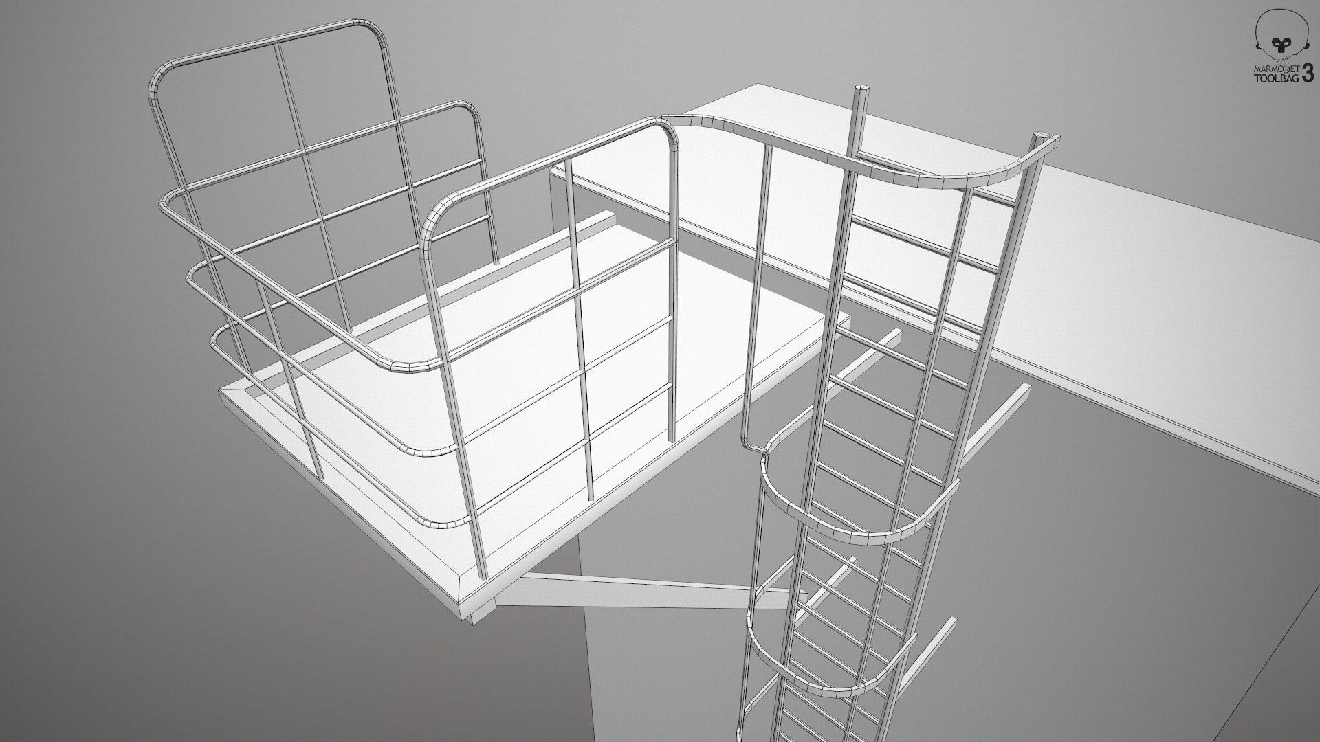 3D Model Vertical Fire Industrial Stair PBR Unwraped - TurboSquid 2396863