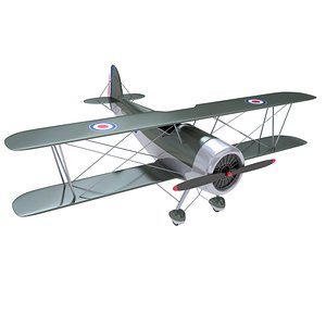 3D British Royal Navy Biplane
