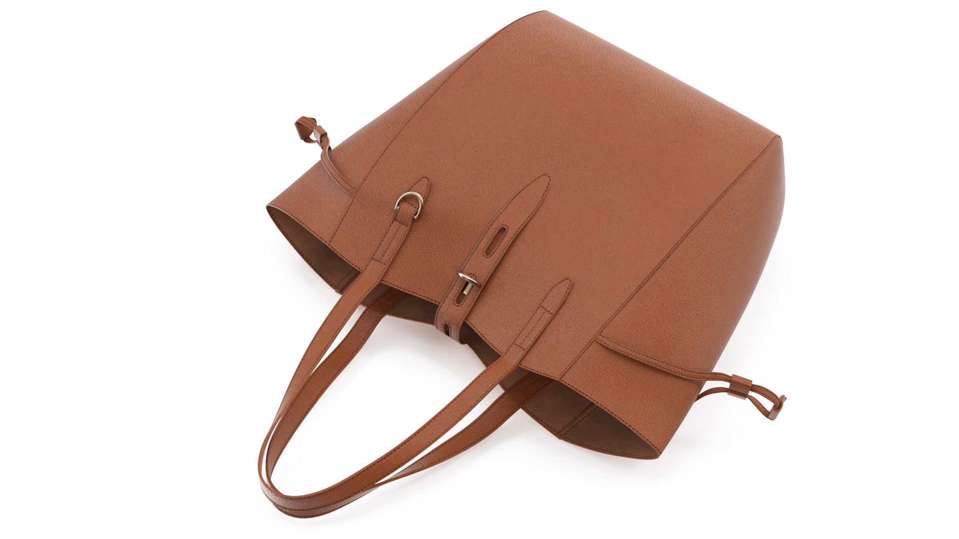 Womens Brown Leather Tote Bag 3D model preview