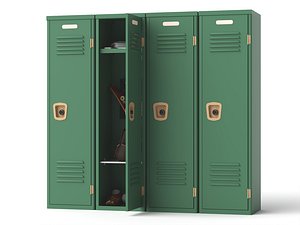 3D Metal School Locker 3D Model