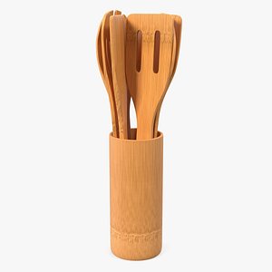 wooden cooking spoons set 3D