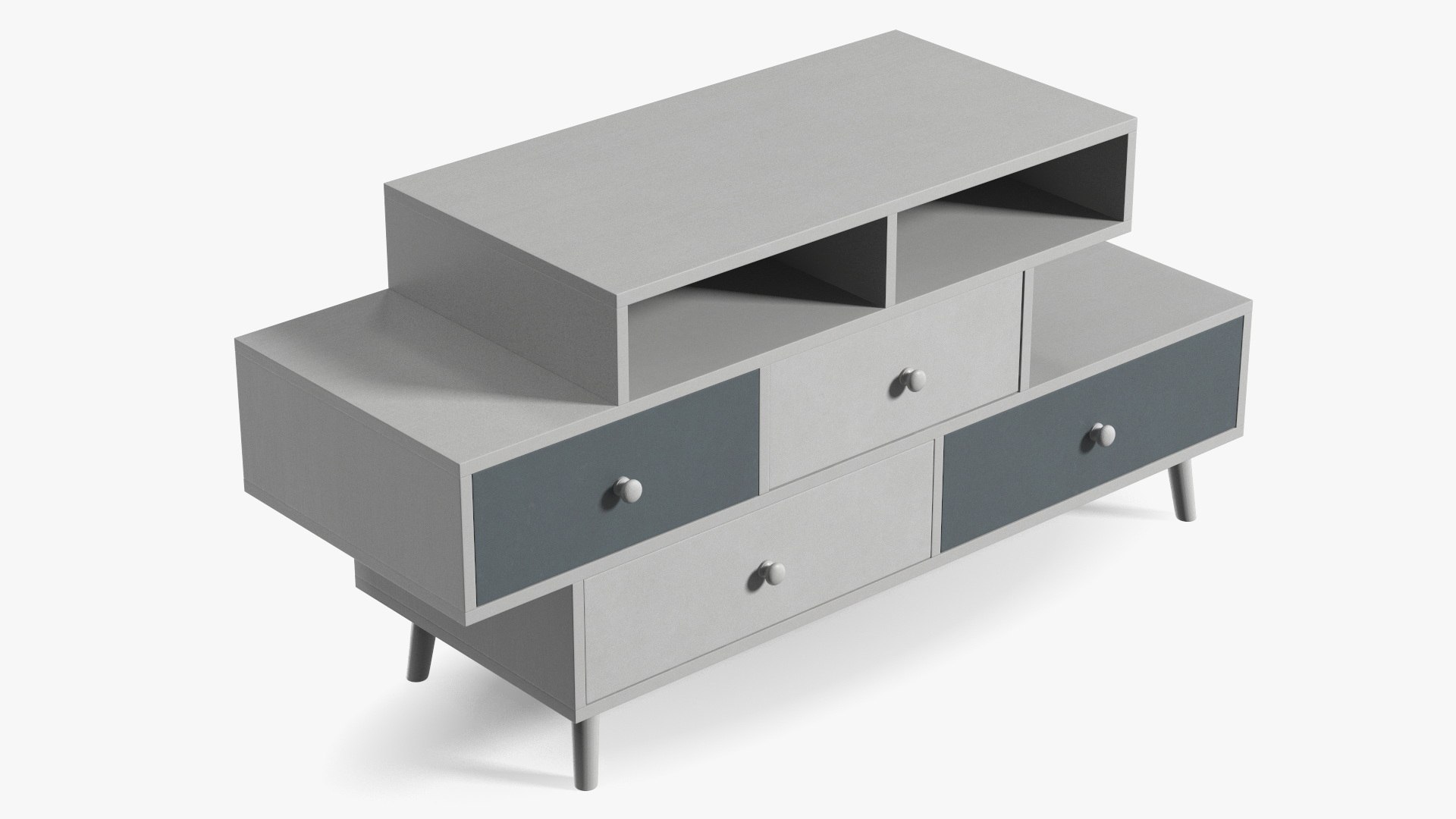 White Sideboard 4 Drawer Irvine 3D model preview