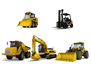 Collection of low poly industrial machines