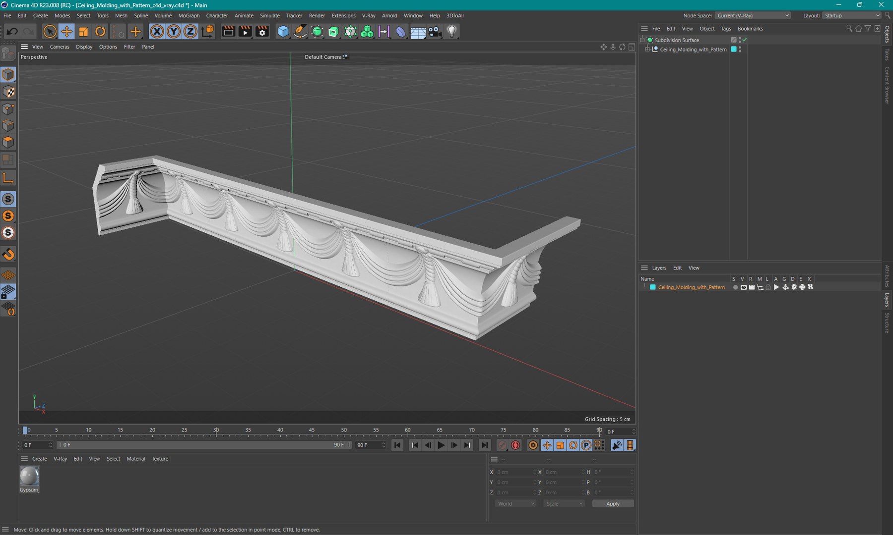 3D Ceiling Molding With Pattern - TurboSquid 2406181