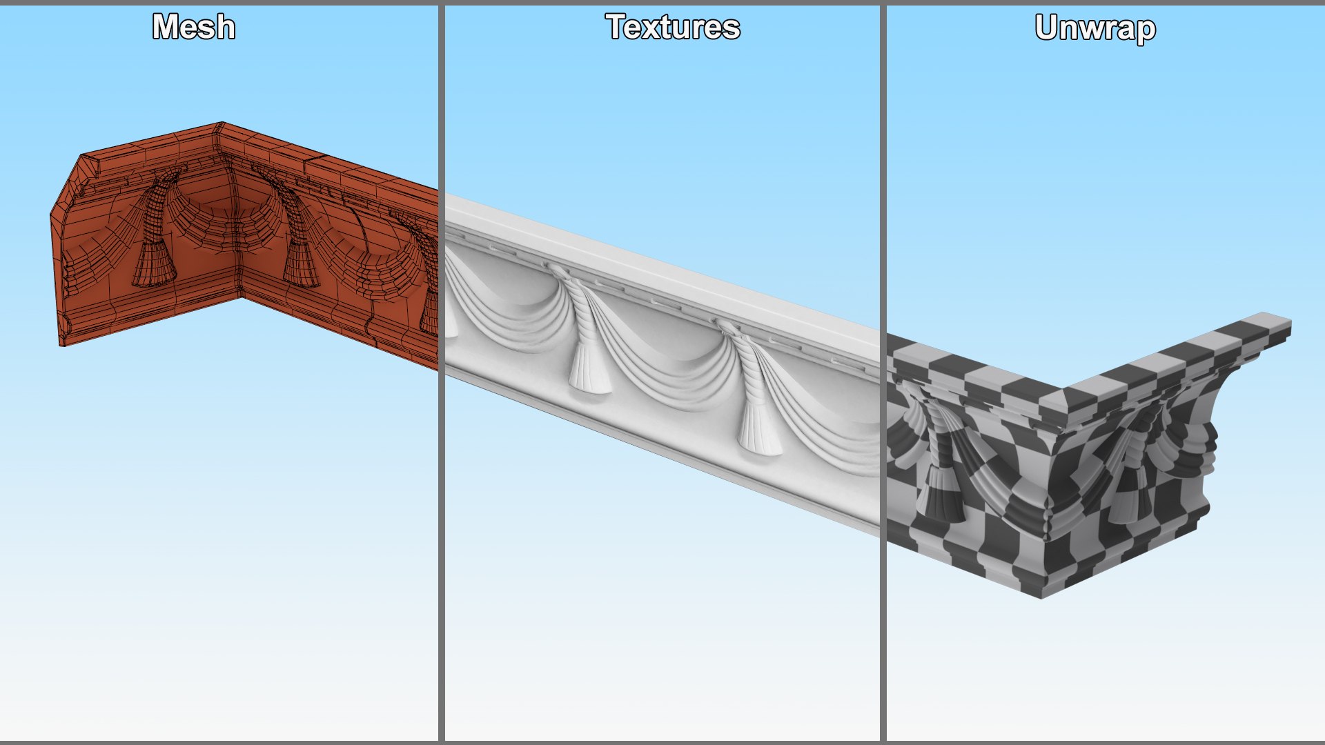 3D Ceiling Molding With Pattern - TurboSquid 2406181