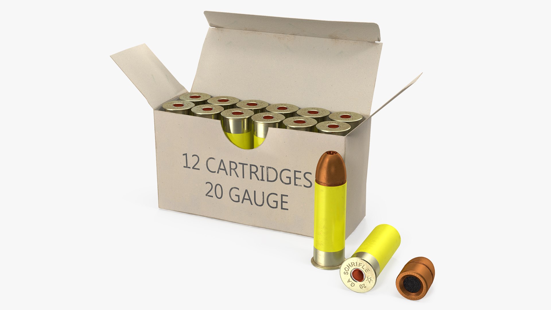 Box of 20 Gauge Shotgun Slug Ammo 3D model preview