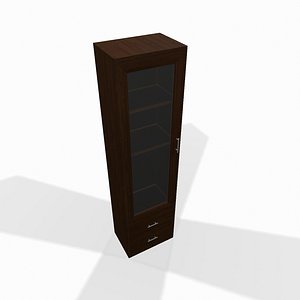 3d model of narrow wooden shelf