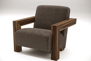 Cubist Art Deco Armchair with Wooden Arms model