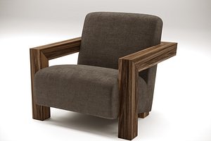 Cubist Art Deco Armchair with Wooden Arms