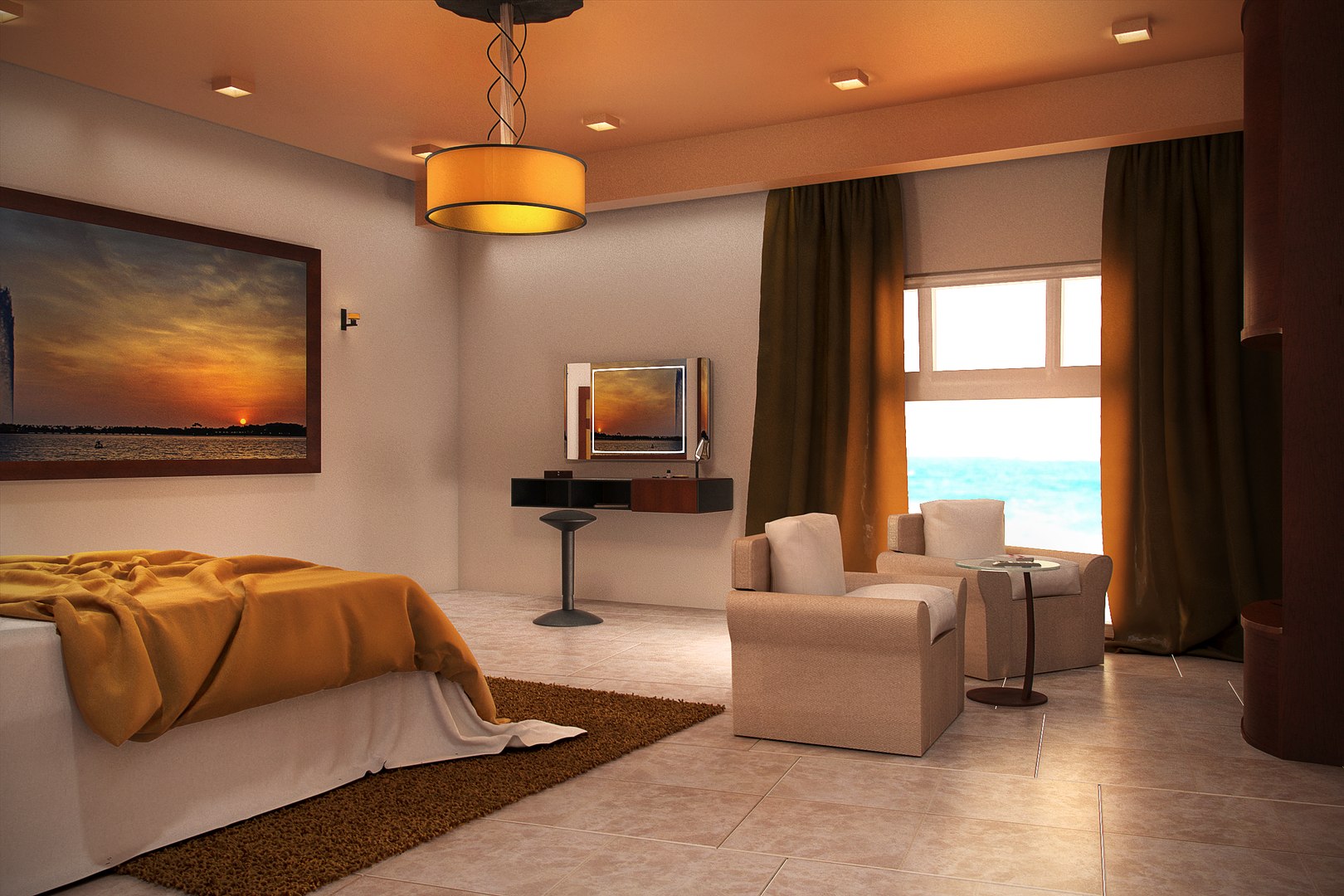 3d luxury hotel room design