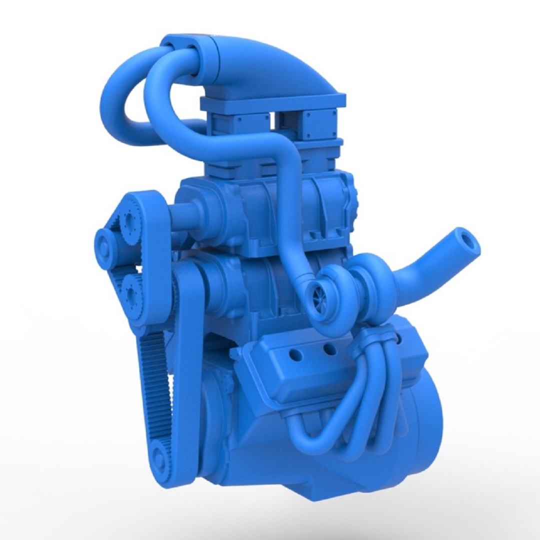 Diecast Twin Turbo Supercharged V8 Engine Version 4 Scale 1 To 25 3D