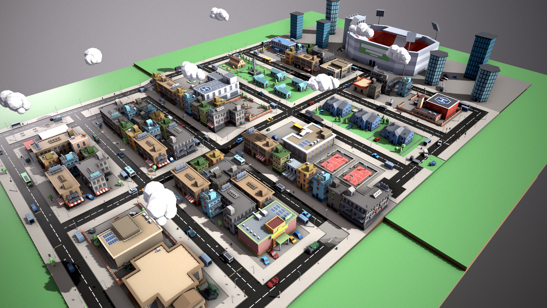 3D Low Poly Mini City Pack Model - TurboSquid 1841566