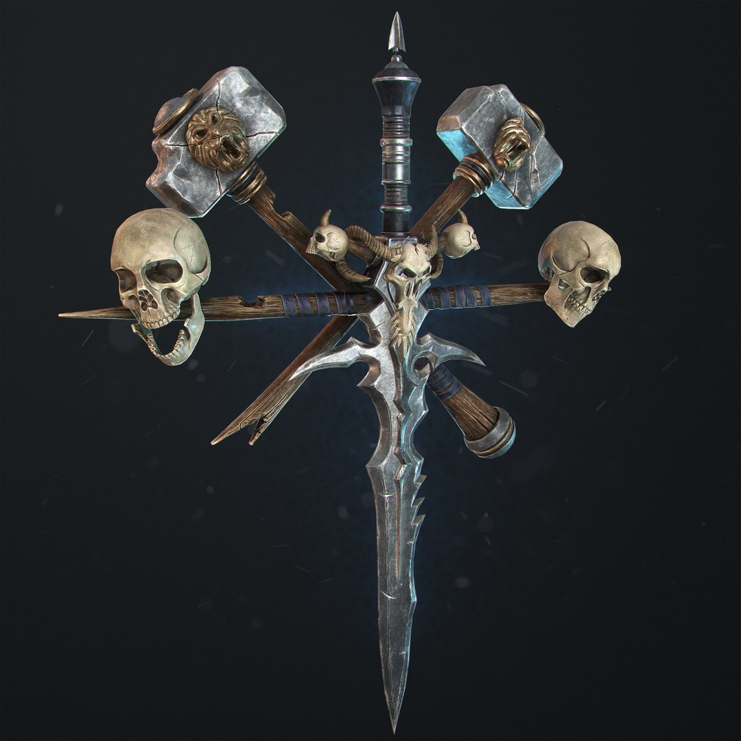 Undead Frostmourne Sword And Hammers - Frozen Throne Model - TurboSquid ...
