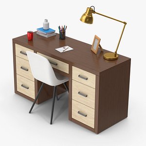 3D Office Desk Set model