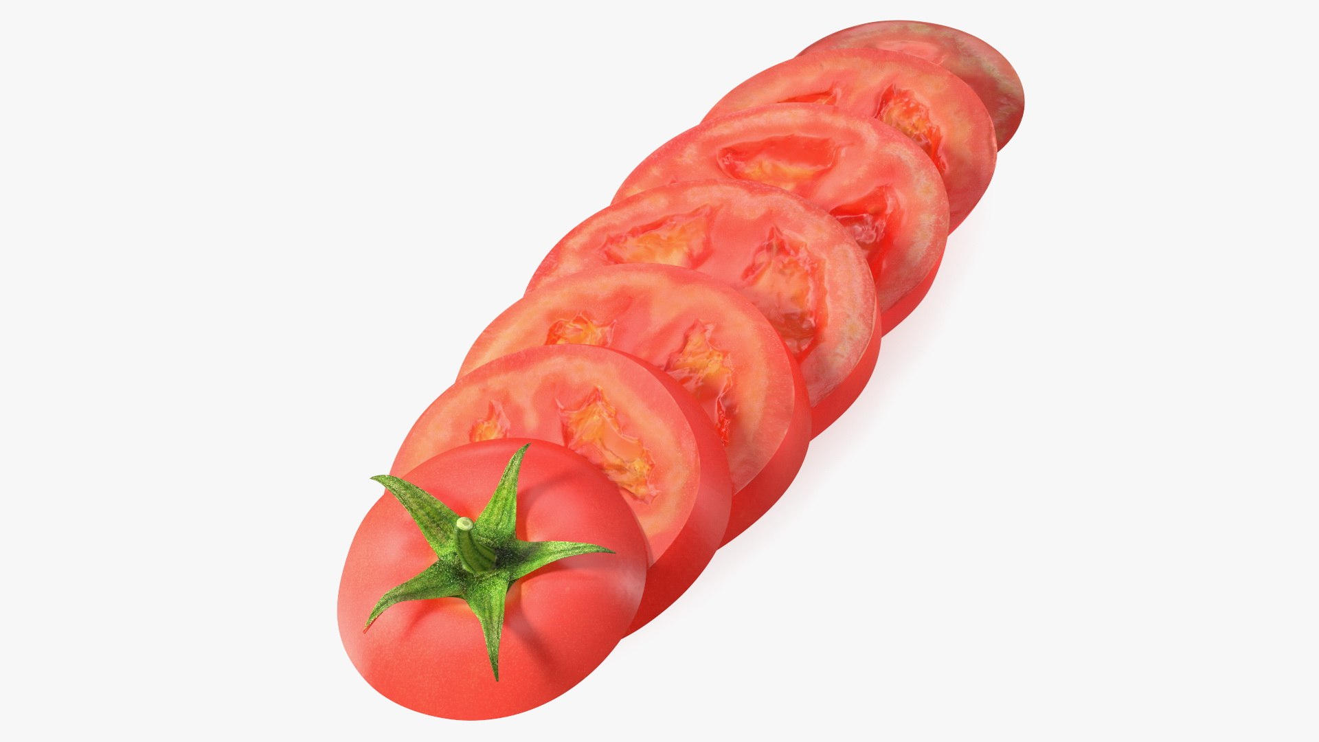 Sliced Tomato Lying 3D model preview