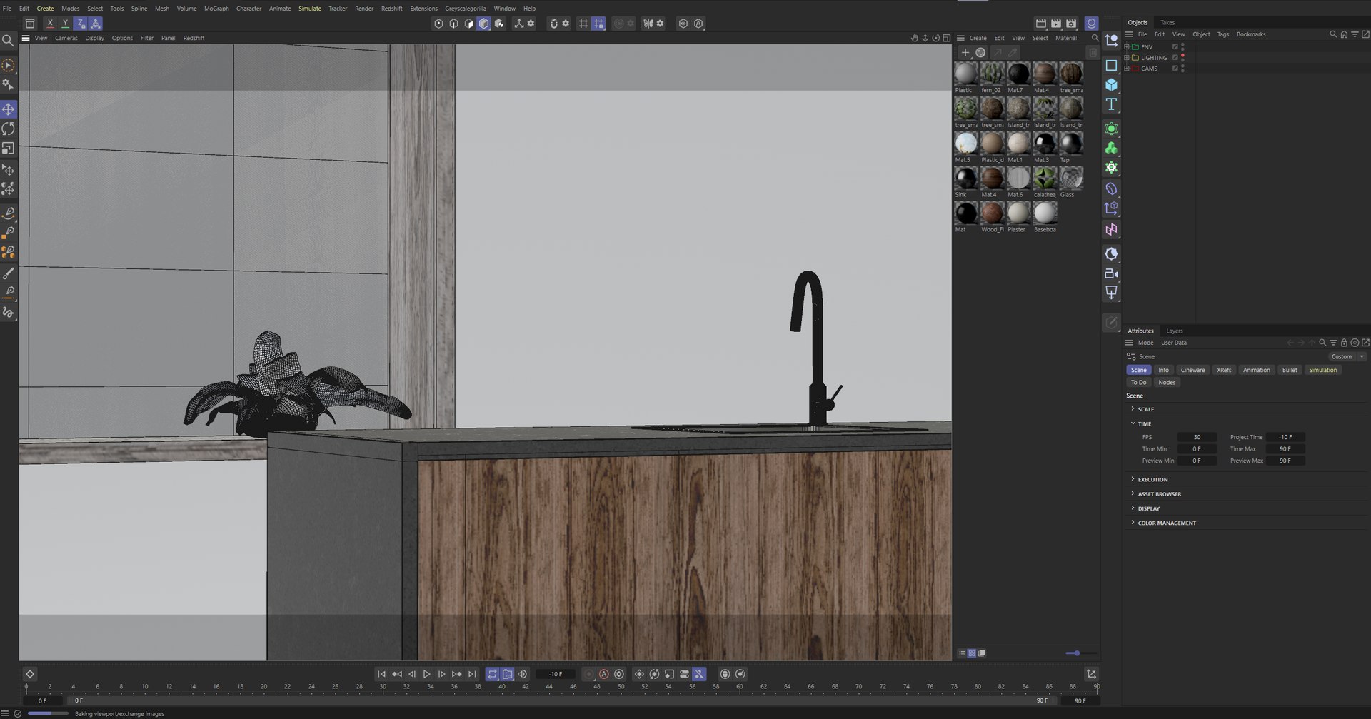 3D Modern Kitchen Countertop C4D Redshift Model - TurboSquid 2640174