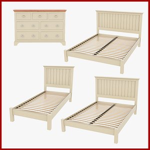 3D bedstead 3 sizes and sideboard collection model