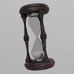 Low poly Hourglass - dark wood 3D