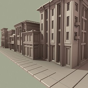 3ds max old town main street