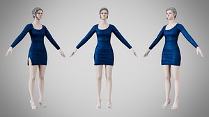 Dress 54 Indigo Velvet With Design