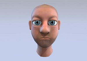 3D male head with inner mouth model