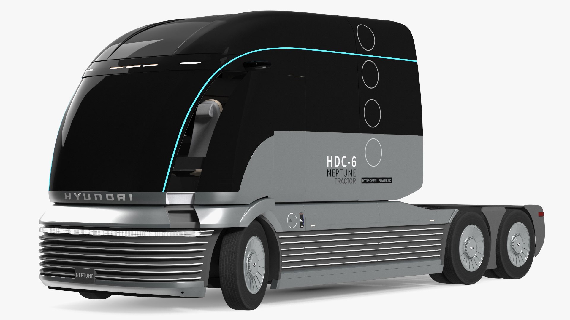Heavy Duty Hydrogen Semi Truck Hyundai HDC-6 Neptune Rigged for Cinema 4D 3D model preview