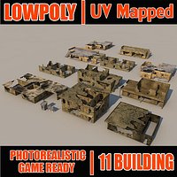 Lowpoly buildings with interiors