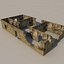 Edificios lowpoly con interiores.
