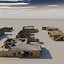 Edificios lowpoly con interiores.