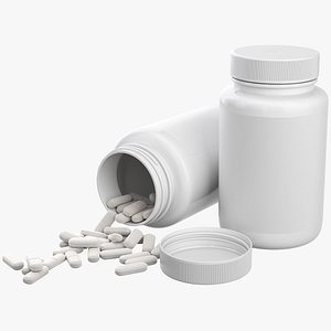 3D Medicine Bottle with Pills model