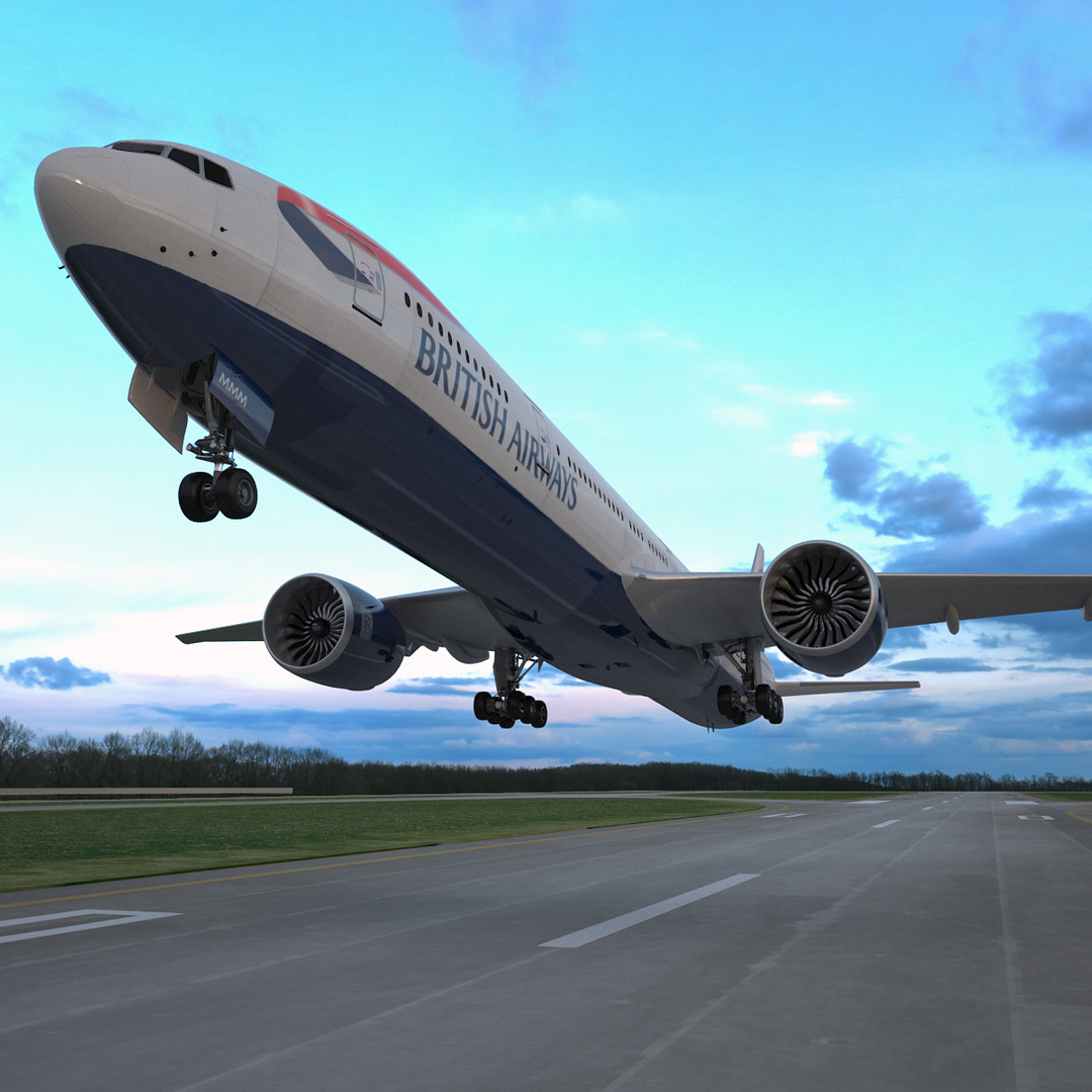 modelo 3d Boeing 777 de British Airways preparado para Maya ...