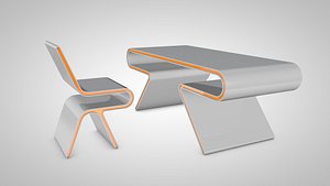 futuristic table chair 3d model