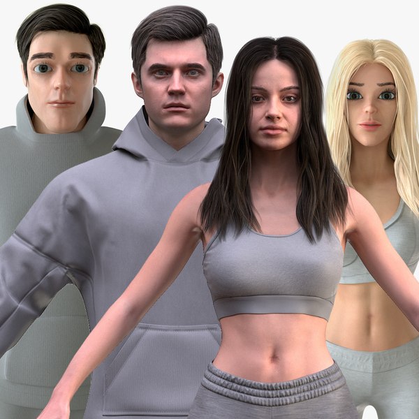 Realistic and Cartoon - Sport - Man and Woman 3D model