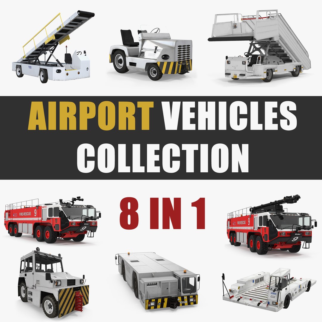 Airport Vehicles 3D Models Collection 3D model preview