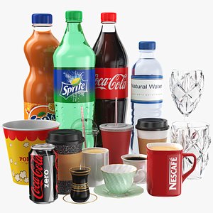 Largest Bottles And Cups Collection 3D model