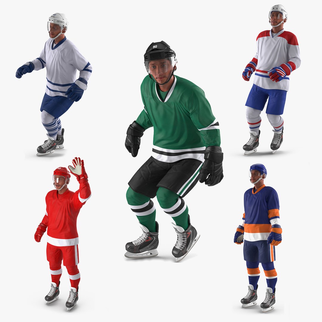 Hockey Players Generic Rigged Collection for Maya 3D model preview