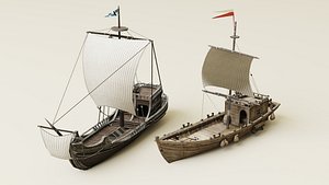 Vintage Ancient Wooden War Sailing Boats
