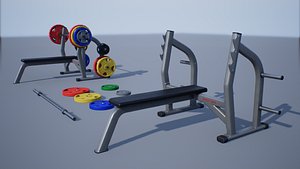 3D pbr flat press bench