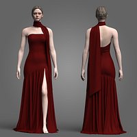 Burgundy Ruched Mermaid Gown