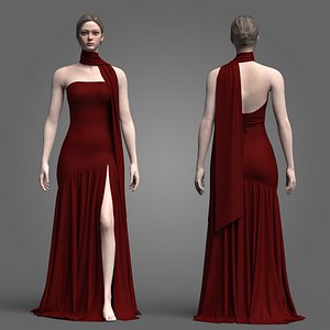 Burgundy Ruched Mermaid Gown
