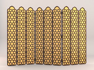 arabesque fold lattice screen 3D model