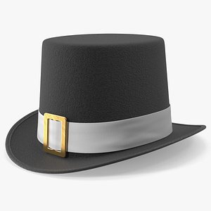 3D Gothic Costume Top Hat with Buckle Black