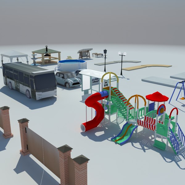 objects for decorating the area low poly