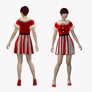 christmas dressMarvelous Designer or Clo3D ZPRJ 3D model