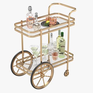 Serving bar cart 3D model