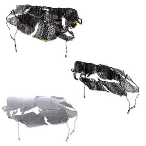 Rusty fishing Hook with ghost net low poly 3d model
