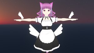 3D Game Ready Low Poly Anime Character Girl 8