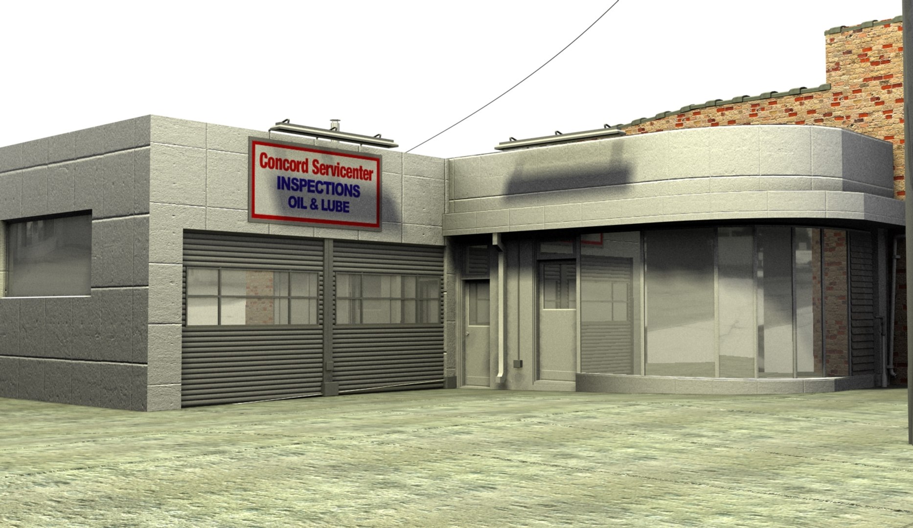 gas station service center 3d max
