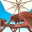 Garden Furniture: exterior Picnic deck Table with umbrella, Parasol and Beer for outdoor cafe or terrace